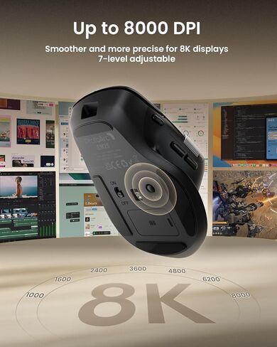 ProtoArc Ergonomic Wireless Mouse, EM25 Fast Scrolling & Side Scroll, Customizable Bluetooth Rechargeable Mouse, 8000 DPI for Medium to Large Hands, Compatible with Windows/Mac/Android, Black in Saudi Arabia