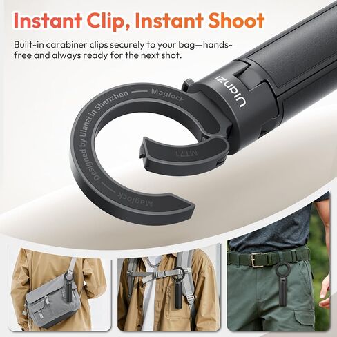 ULANZI MT71 Mini Magnetic Selfie Stick Tripod, Foldable & Lightweight, 180° Tilt, Compatible with iPhone 17-12 Series, with Adhesive Magnetic Ring for Desktop Shooting/Vlog/Selfie in Saudi Arabia