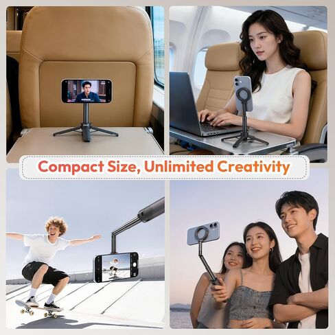 ULANZI MT71 Mini Magnetic Selfie Stick Tripod, Foldable & Lightweight, 180° Tilt, Compatible with iPhone 17-12 Series, with Adhesive Magnetic Ring for Desktop Shooting/Vlog/Selfie in Saudi Arabia