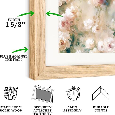إطار تلفزيون من خشب البلوط الصلب الفاخر لأجهزة تلفزيون Samsung The Frame & Pro (يناسب 2021-2026، LS03A، LS03B، LS03C، LS03D، LS03FA، LS03FW) نمط المعرض الطبيعي (يناسب (2021-2026) تلفزيون Samsung The Frame، 55 بوصة) in Saudi Arabia