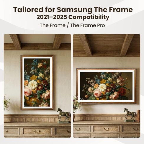 إطار تلفزيون من الخشب الصلب العتيق، متوافق فقط مع تلفزيونات Samsung The Frame TV Pro مقاس 65 بوصة، إطار خشبي عتيق، يناسب 65 بوصة LS03A/LS03B/LS03C/LS03D/LS03FA/LS03FW (2021–2025 و2025 Pro) in Kuwait