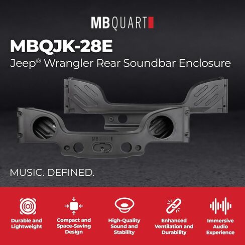 MB Quart Rear Overhead Soundbar Enclosure for 2007-2018 Jeep Wrangler JK, Fits Dual 8" Speakers, OEM Replacement, No Speakers Included in Saudi Arabia
