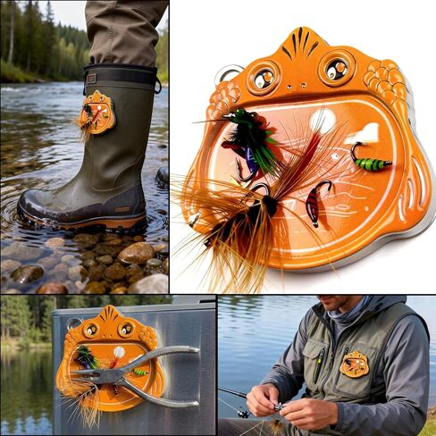 Fly Fishing Accessories Mini Compact Magnetic Fly Holder - Large Surface Fly Holder for Hooks, Nippers & Tools Secure Hold, No Drop (Orange/Blue) in Saudi Arabia
