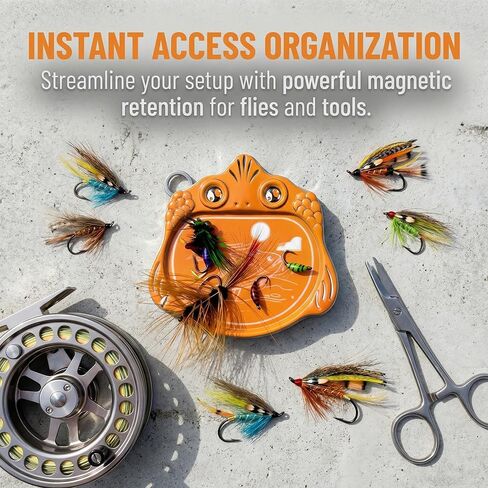 Fly Fishing Accessories Mini Compact Magnetic Fly Holder - Large Surface Fly Holder for Hooks, Nippers & Tools Secure Hold, No Drop (Orange/Blue) in Saudi Arabia