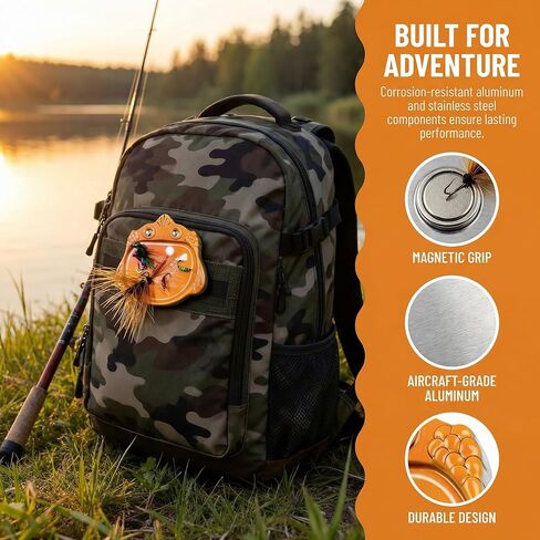 Fly Fishing Accessories Mini Compact Magnetic Fly Holder - Large Surface Fly Holder for Hooks, Nippers & Tools Secure Hold, No Drop (Orange/Blue) in Saudi Arabia