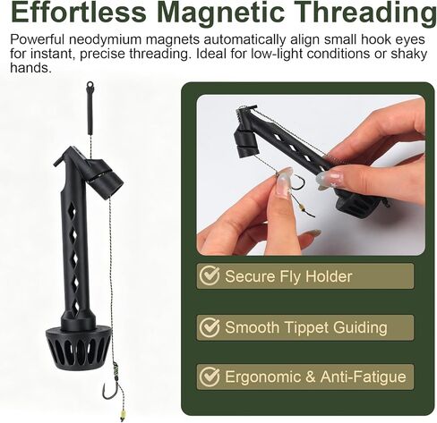 Magnetic Fly Threader – Knot Assist Tool, One-Handed Hook Threading for Cold Weather or Low Light, On-Water Fishing Accessory for Small Flies & Tippet, Works with All Standard Hooks1 in Saudi Arabia
