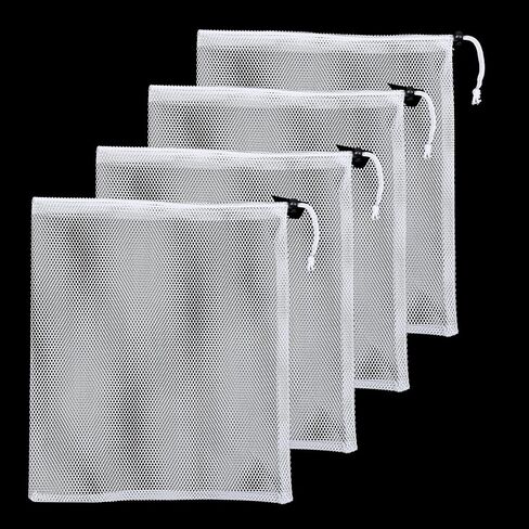 Mesh Chum Bag, 4 Pcs Bait Chum Bucket for Enhanced Fishing Attraction 12 x18 inch, Nylon Drawstring Laundry Bags, White Net Storage Bags for Saltwater Fishing Kitchen Gifts Travel College in Saudi Arabia