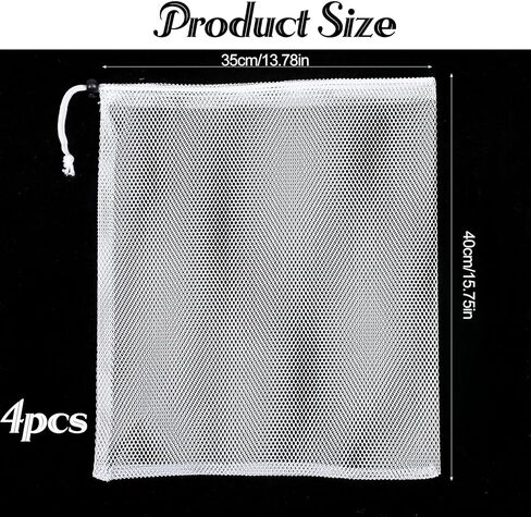 Mesh Chum Bag, 4 Pcs Bait Chum Bucket for Enhanced Fishing Attraction 12 x18 inch, Nylon Drawstring Laundry Bags, White Net Storage Bags for Saltwater Fishing Kitchen Gifts Travel College in Saudi Arabia