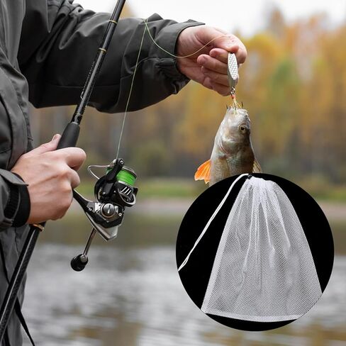 Mesh Chum Bag, 4 Pcs Bait Chum Bucket for Enhanced Fishing Attraction 12 x18 inch, Nylon Drawstring Laundry Bags, White Net Storage Bags for Saltwater Fishing Kitchen Gifts Travel College in Saudi Arabia