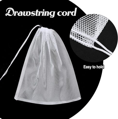 Mesh Chum Bag, 4 Pcs Bait Chum Bucket for Enhanced Fishing Attraction 12 x18 inch, Nylon Drawstring Laundry Bags, White Net Storage Bags for Saltwater Fishing Kitchen Gifts Travel College in Saudi Arabia