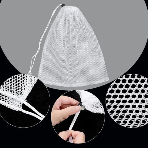 Mesh Chum Bag, 4 Pcs Bait Chum Bucket for Enhanced Fishing Attraction 12 x18 inch, Nylon Drawstring Laundry Bags, White Net Storage Bags for Saltwater Fishing Kitchen Gifts Travel College in Saudi Arabia