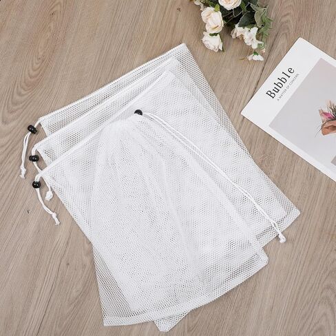 Mesh Chum Bag, 4 Pcs Bait Chum Bucket for Enhanced Fishing Attraction 12 x18 inch, Nylon Drawstring Laundry Bags, White Net Storage Bags for Saltwater Fishing Kitchen Gifts Travel College in Saudi Arabia