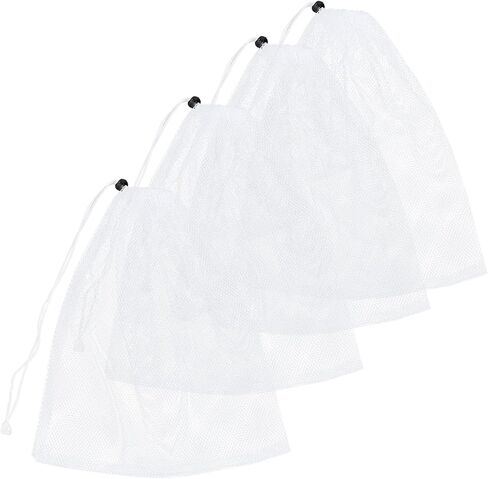 Mesh Chum Bag, 4 Pcs Bait Chum Bucket for Enhanced Fishing Attraction 12 x18 inch, Nylon Drawstring Laundry Bags, White Net Storage Bags for Saltwater Fishing Kitchen Gifts Travel College in Saudi Arabia