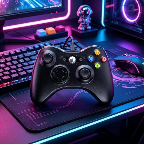 Replacement for Xbox 360 Controller, Wireless Controllers Gamepad Upgraded Joystick Compatible with 360 & Slim, Windows 11/10/8/7 PC Controller, Black in Saudi Arabia
