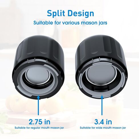 Upgraded Auto Stop Electric Mason Jar Vacuum Sealer Kit (Lids Included) for Wide & Regular Mouth Jars, Large Screen & Battery Level Display, Fully Automatic Portable Canning Food Storage Sealer in Saudi Arabia