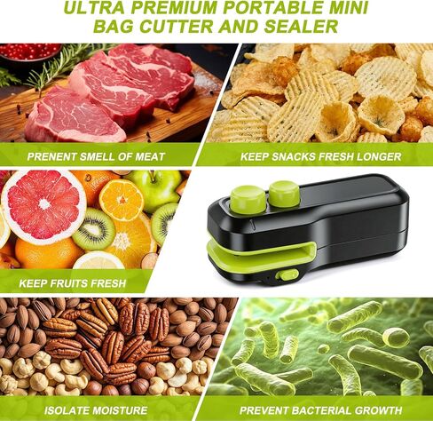 Mini Bag Sealer, Votozi 2 in 1 Rechargeable Heat Sealer and Cutter with Magnet, Portable Chip Bag Sealer for Plastic Bags Food Storage Snacks Freshness (Black) in Saudi Arabia