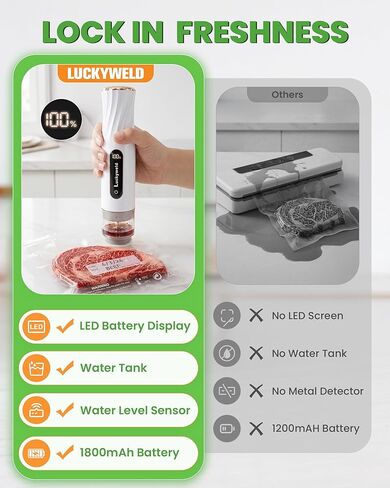 Compact Vacuum Sealer for Food: Powerful Handheld Vacuum Sealer Machine & 30 Reusable Vacuum Bags, With LED Display & Detachable Water Tank, Portable Food Sealer, Seal Meal Saver in Saudi Arabia