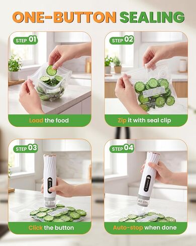 Compact Vacuum Sealer for Food: Powerful Handheld Vacuum Sealer Machine & 30 Reusable Vacuum Bags, With LED Display & Detachable Water Tank, Portable Food Sealer, Seal Meal Saver in Saudi Arabia