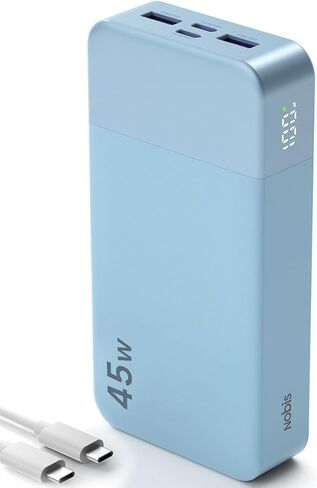 شاحن محمول NOBIS، بنك طاقة 20000 مللي أمبير في الساعة 45 وات شحن سريع، حزمة بطارية مع 2 USB-C (داخل/خارج) و2 USB-A، شاشة رقمية ووضع تيار صغير، متوافق مع هاتف 17 S25 اللوحي in Kuwait
