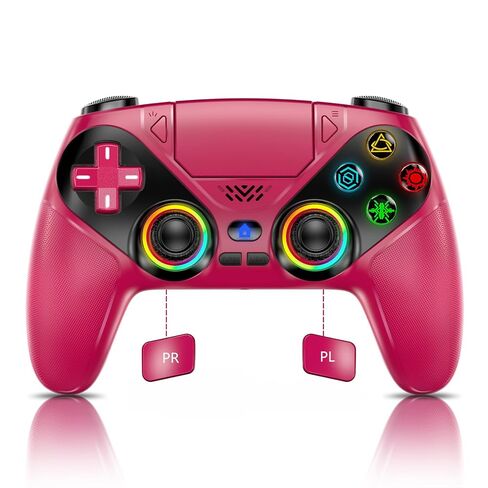 Nonbliep RGB لوحدة تحكم PS5، لجهاز PS5 Slim/Pro/PC، لاسلكي لوحدة تحكم Playstation 5 مع اهتزاز مزدوج/ماكرو/Turbo/مقبس صوت 3.5 مم/مكبر صوت/تحكم في الحركة بستة محاور in Kuwait
