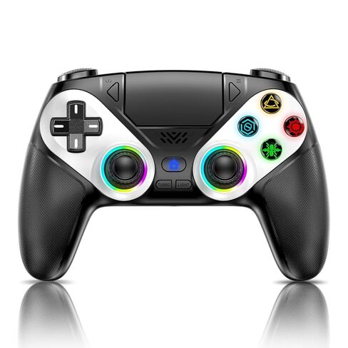 Nonbliep RGB لوحدة تحكم PS5، لجهاز PS5 Slim/Pro/PC، لاسلكي لوحدة تحكم Playstation 5 مع اهتزاز مزدوج/ماكرو/Turbo/مقبس صوت 3.5 مم/مكبر صوت/تحكم في الحركة بستة محاور in Kuwait