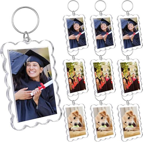 Cunno Clear Acrylic Photo Keychain Holder 2 x 3'' Photo Insert DIY Personalised Graduation Picture Collection Gifts in Saudi Arabia