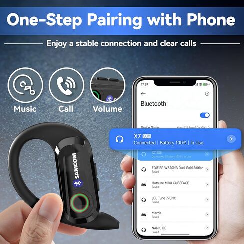 SAMCOM X7 Bluetooth Earhub Earpiece for Walkie Talkies and Phone, 2 Pin K Head Dongle Wireless Headset with Mic for FPCN10A/FPCN30A/FPCN20A Two Way Radios, 8 Work Hours (Radios Not Included) in Saudi Arabia
