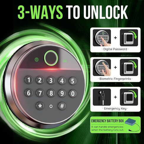 [No Assembly Required] 10-12 Gun Safe for Home Rifles and Pistols, Gun Locker, Biometric Fingerprint & Digital Keypad Locking Security Cabinet, Adjustable Storage Shelf & Rifle Rack in Saudi Arabia