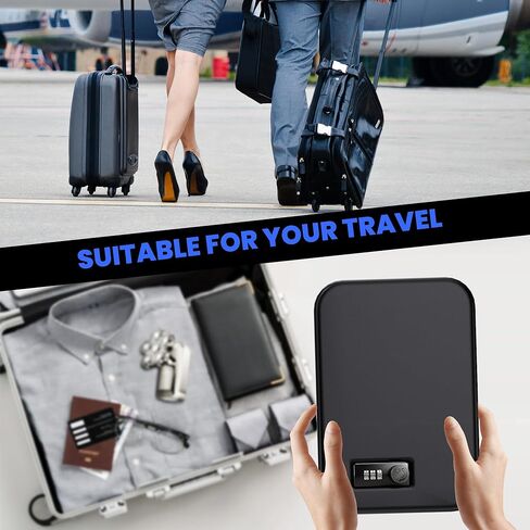 Heavy Duty Steel Portable Gun Safe for Pistols and Valuables - Travel Handgun Lock Box for Car Under Seat and Nightstand - Anti Pry Firearm Safety Case with Security Cable and Foam Padding - Black in Saudi Arabia