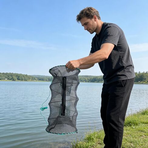 2 Pcs Fishing Bait Trap,Foldable Minnow Trap,Crab Trap,Fishing Net,Bait Cage for Crabs Minnow Lobster Shrimp Crawfish in Saudi Arabia
