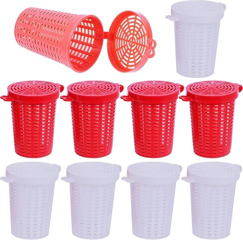 10-Pack Large Plastic Fishing Bait Cage Traps with Feeder Holder Box, Basket & Barrel Case - Bait Keeper for Shrimp, Earthworm, Crab, Minnow, Crawfish, Carp, Catfish in Cast Nets & Tackle Kit in Saudi Arabia