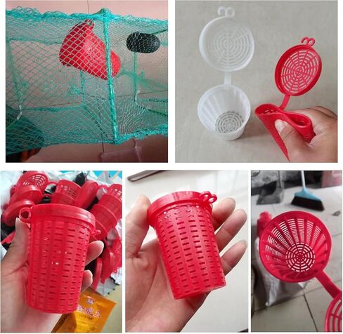 10-Pack Large Plastic Fishing Bait Cage Traps with Feeder Holder Box, Basket & Barrel Case - Bait Keeper for Shrimp, Earthworm, Crab, Minnow, Crawfish, Carp, Catfish in Cast Nets & Tackle Kit in Saudi Arabia