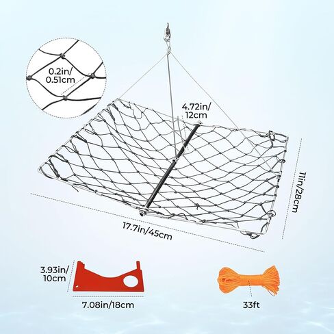 2-Pack Castable Crab Traps – Foldable Crabbing Nets with Auto-Close Spring, 33ft Rope & Bait Clip for Blue Crabs, Dungeness, Crawfish | Includes Crab Gauge | Portable Crab Pots for Dock, Pier & Beach in Saudi Arabia