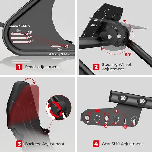RACGTING Racing Simulator Cockpit - قمرة قيادة Sim Racing قابلة للتعديل مع مقعد متوافق مع Logitech G920 G29 G923، Thrustmaster T248 T300 T150 TX، لأجهزة Xbox PS5 PS4 PC، يناسب Fanatec DD1/DD2 in Kuwait