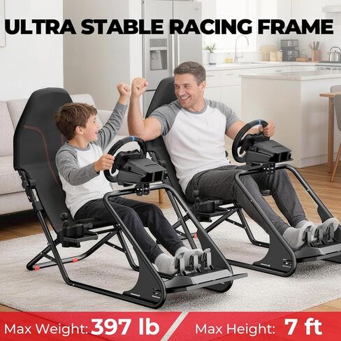 RACGTING Racing Simulator Cockpit - قمرة قيادة Sim Racing قابلة للتعديل مع مقعد متوافق مع Logitech G920 G29 G923، Thrustmaster T248 T300 T150 TX، لأجهزة Xbox PS5 PS4 PC، يناسب Fanatec DD1/DD2 in Kuwait