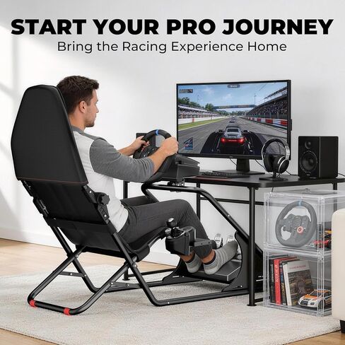 RACGTING Racing Simulator Cockpit - قمرة قيادة Sim Racing قابلة للتعديل مع مقعد متوافق مع Logitech G920 G29 G923، Thrustmaster T248 T300 T150 TX، لأجهزة Xbox PS5 PS4 PC، يناسب Fanatec DD1/DD2 in Kuwait