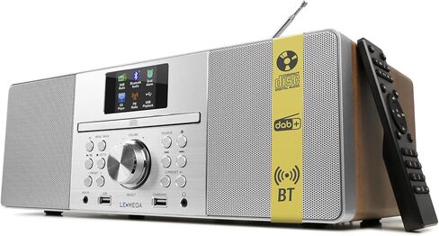 مشغل أقراص مضغوطة LEMEGA MSY1+ مع راديو FM، وبث بلوتوث، ونظام هاي فاي ستيريو 80 وات، وشاشة ملونة كاملة، و30 إعدادًا مسبقًا، وجهاز تحكم عن بعد، وخزانة خشبية صوتية - أسود in Kuwait