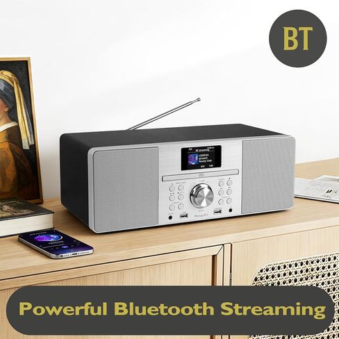 مشغل أقراص مضغوطة LEMEGA MSY1+ مع راديو FM، وبث بلوتوث، ونظام هاي فاي ستيريو 80 وات، وشاشة ملونة كاملة، و30 إعدادًا مسبقًا، وجهاز تحكم عن بعد، وخزانة خشبية صوتية - أسود in Kuwait