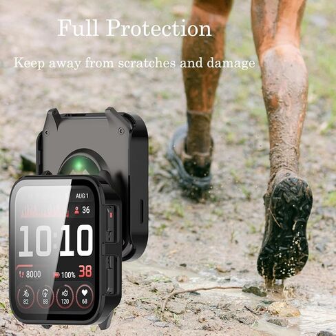 2-Pack Rc-Z Screen Protector Case for Garmin Venu X1 Smartwatch, Hard PC Bumper Built-in Tempered Glass Film Face Cover Replacement Accessories for Women Men, Clear in Kuwait
