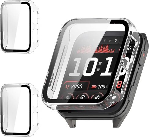 حافظة حماية للشاشة Rc-Z مكونة من قطعتين للساعة الذكية Garmin Venu X1، ملحقات بديلة لغطاء الوجه من الزجاج المقسى المدمج وممتص الصدمات من البولي كربونات للنساء والرجال، شفاف in Kuwait