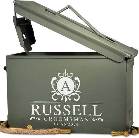 Personalized Ammo Box for Men - Custom Monogram Ammo Can Set - Authentic Grade 1 Military Box for Dad - Birthday and Father's Day Gift for Husband - 50 Caliber in Saudi Arabia