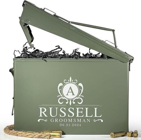 Personalized Ammo Box for Men - Custom Monogram Ammo Can Set - Authentic Grade 1 Military Box for Dad - Birthday and Father's Day Gift for Husband - 50 Caliber in Saudi Arabia