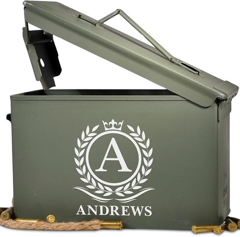 Personalized Ammo Box for Men - Custom Monogram Ammo Can Set - Authentic Grade 1 Military Box for Dad - Birthday and Father's Day Gift for Husband - 50 Caliber in Saudi Arabia