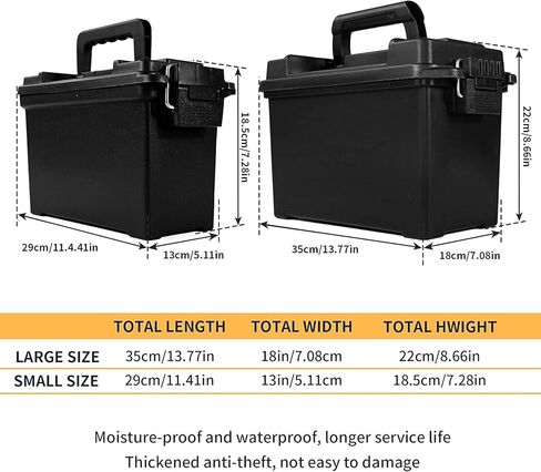 2-Pack Plastic Ammo Cans 30 & 50 Cal - Shotgun Rifle Pistol Gun Ammo Storage Box Tactical Military Army Holder, Black in Saudi Arabia