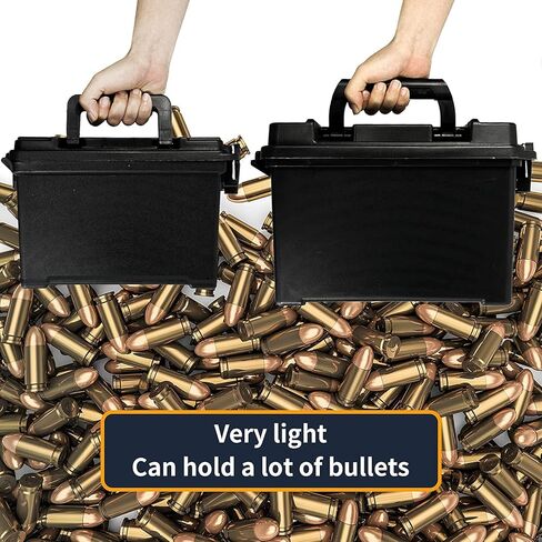 2-Pack Plastic Ammo Cans 30 & 50 Cal - Shotgun Rifle Pistol Gun Ammo Storage Box Tactical Military Army Holder, Black in Saudi Arabia