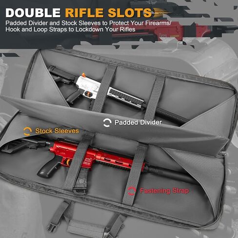 Double Rifle Case for 2 Scoped Rifles - Soft Tactical Gun Bag 32/36/42/48 Inch with Concealed Backpack Straps Durable 600D Oxford Gun Case with Pistol &Ammo Storage for Hunting Range Travel Transport in Saudi Arabia