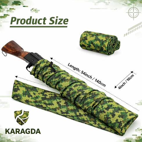 12 حزمة من جوارب Camo Gun مقاس 54 بوصة (تمويه أخضر ورمادي) - أغطية بنادق وبنادق مقاومة للصدأ معالجة بالسيليكون، وأكمام محبوكة قابلة للتمدد للتخزين الآمن - Karagada in Saudi Arabia