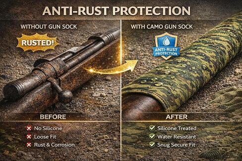12 حزمة من جوارب Camo Gun مقاس 54 بوصة (تمويه أخضر ورمادي) - أغطية بنادق وبنادق مقاومة للصدأ معالجة بالسيليكون، وأكمام محبوكة قابلة للتمدد للتخزين الآمن - Karagada in Saudi Arabia