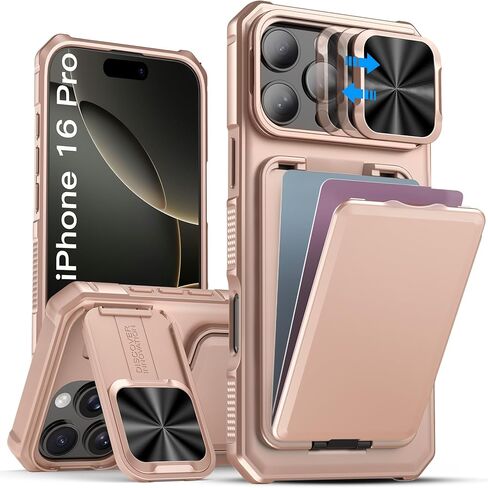 SSLOTSCASE for iPhone 16 Pro Case with Card Holder, & Hidden Kickstand & Camera Protection, Stylish Durable TPU Soft Silicone Edge Protective Case Cover for iPhone 16 Pro 6.3'' 5G 2024, Green in Saudi Arabia