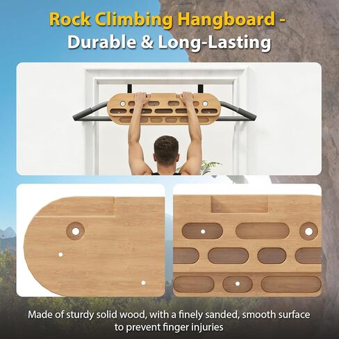 2 in 1 Hang Board Rock Climbing Hangboard with Door Way Pull Up Bar, Multifunctional, Fit for Rock Climbing Training & Pull-Ups, Including Jugs, Pinches, Pockets, Edges & Slopes in Saudi Arabia